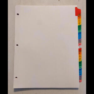 Avery Numbers Table Of Contents Dividers complete set Open Package